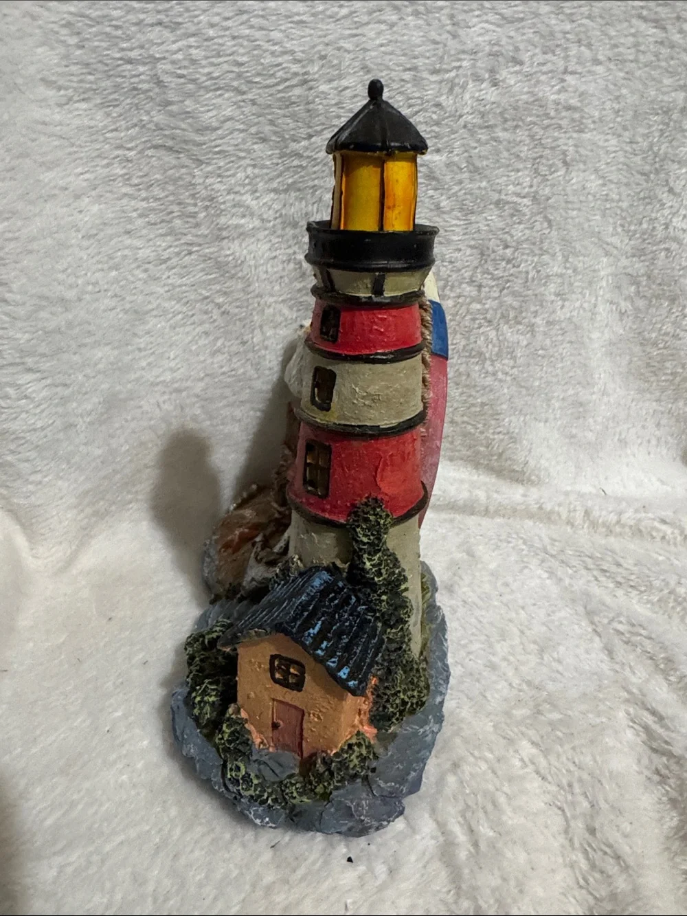 Vintage Mallory Lane Lighthouse Mantel Clock Resin Nautical Coastal Decor